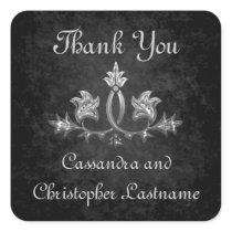 Elegant gothic dark romance wedding Thank you Stickers