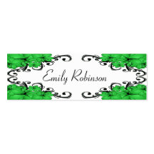 Elegant Green and Black Flowers Business Card Templates