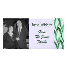 elegant green branches photo card template