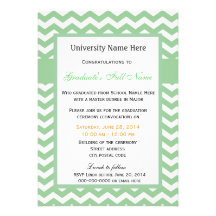 Elegant green chevron graduation ceremony custom announcements