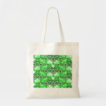 Elegant Green Lace Damask Distressed Pattern Canvas Bag