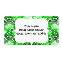 Elegant Green Lace Damask Distressed Pattern Custom Shipping Labels