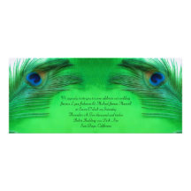 Elegant Green Peacock Feather Wedding Invitation
