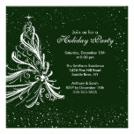 Elegant  Green & White Holiday Party Invitation