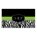 Elegant Green Zebra Monogram Business Cards