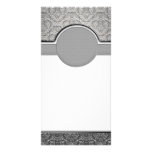 Elegant Grey and White swirls Picture Card