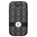 Elegant grey argyles monogram Samsung Galaxy case