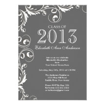 Elegant Grey White Graduation Party Invitation