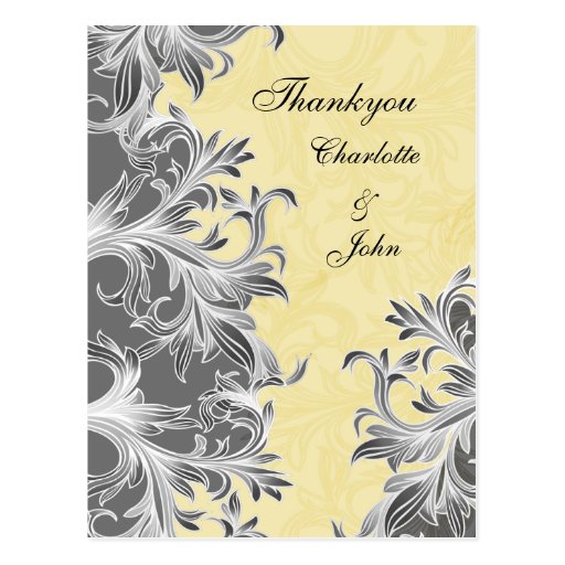 Elegant "grey yellow" Thank You Cards Post Card