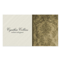 Elegant Grunge Damask - Brown Business Card