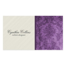 Elegant Grunge Damask - Purple Business Card Templates