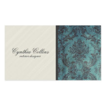 Elegant Grunge Damask - Teal Business Card Template