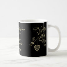 Elegant Heart Golden Wedding Anniversary Mug