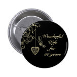 Elegant Heart Golden Wedding Anniversary Pins