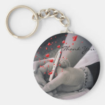 elegant hearts black white hands vintage thank you keychain