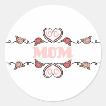 elegant hearts Mom Sticker