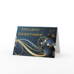 Elegant Holiday Greetings in Blue Card