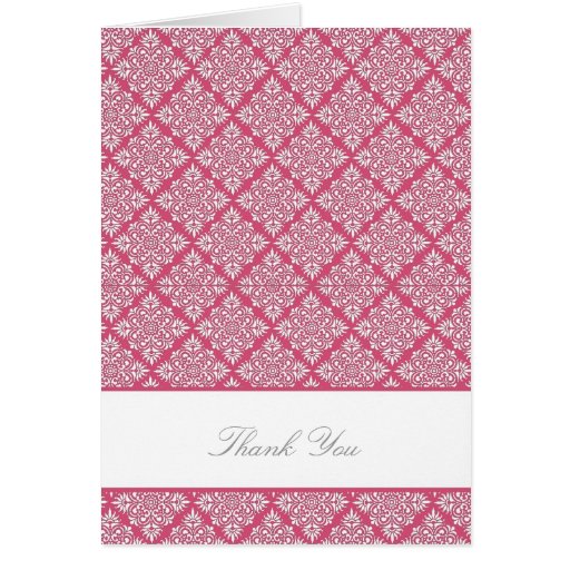 Elegant Honeysuckle Damask Thank You Card