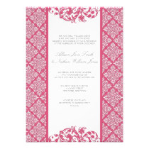 Elegant Honeysuckle pink Damask Wedding Invitation invitations