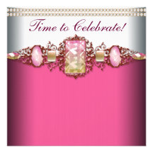 Elegant Hot Pink Gold Birthday Party Invites