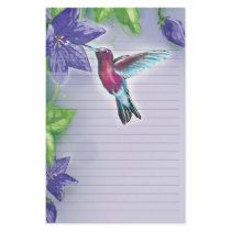elegant hummingbird  purple flowers wedding customized stationery