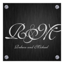 Elegant Initials with Diamonds Wedding Invites