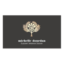 Elegant Interior Design Faux Gold Leaf Tree Business Card