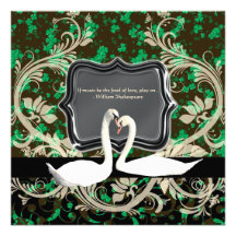 Elegant Irish vintage engagement shamrock Custom Invitations
