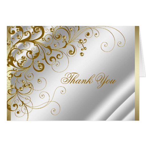Elegant Ivory and Gold Thank You Cards