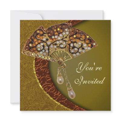 Elegant Jewelled Fan Party Invitation by sagart1952