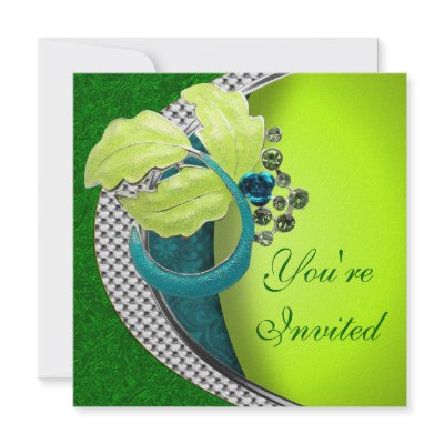 Elegant Jewelled Floral Party Invitation by sagart1952