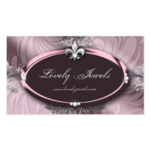 Elegant Jewellery Fashion Fleur de lis Pink Rose Business Card Templates