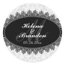 Elegant Lace & Damask Monogram Wedding Seals