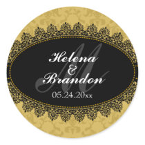 Elegant Lace & Damask Monogram Wedding Seals