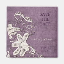 Elegant Lace Lovers Save the Date Magnet