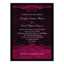 Elegant Lacey Black and Pink Wedding Invites