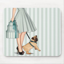 Elegant lady and pug mouse pads