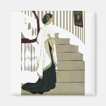 Elegant Lady Ascends the Staircase Magnet