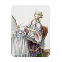 Elegant Lady at her Dressing Table, plate from 'Ga Rectangular Magnets