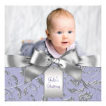 Elegant Lavender Purple and Gray Christening Announcements