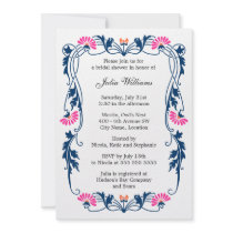 Elegant Leaf Florals & Swirls Bridal Shower Invite
