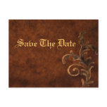 Elegant Leather Scroll Leaf Save The Date Card postcards