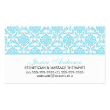 Elegant Light Blue Damask Pattern Business Card Templates