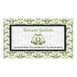 Elegant light green damask fashion business cards business cards