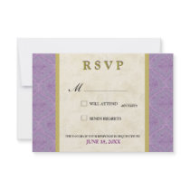 elegant lilac and gold wedding rsvp card