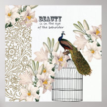 Elegant Lilies Peacock Print