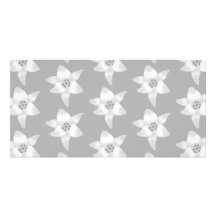Elegant Lily Pattern. Grey and White. Photo Cards