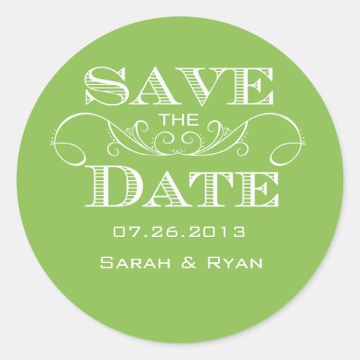 Elegant Lime Green Save the Date Sticker