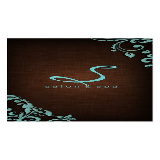 Elegant Linen Salon Spa Floral Brown Blue Business Card Templates