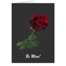 Elegant Long Stem Red Rose Card